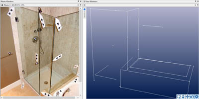 Shower stall modeling with coded targets