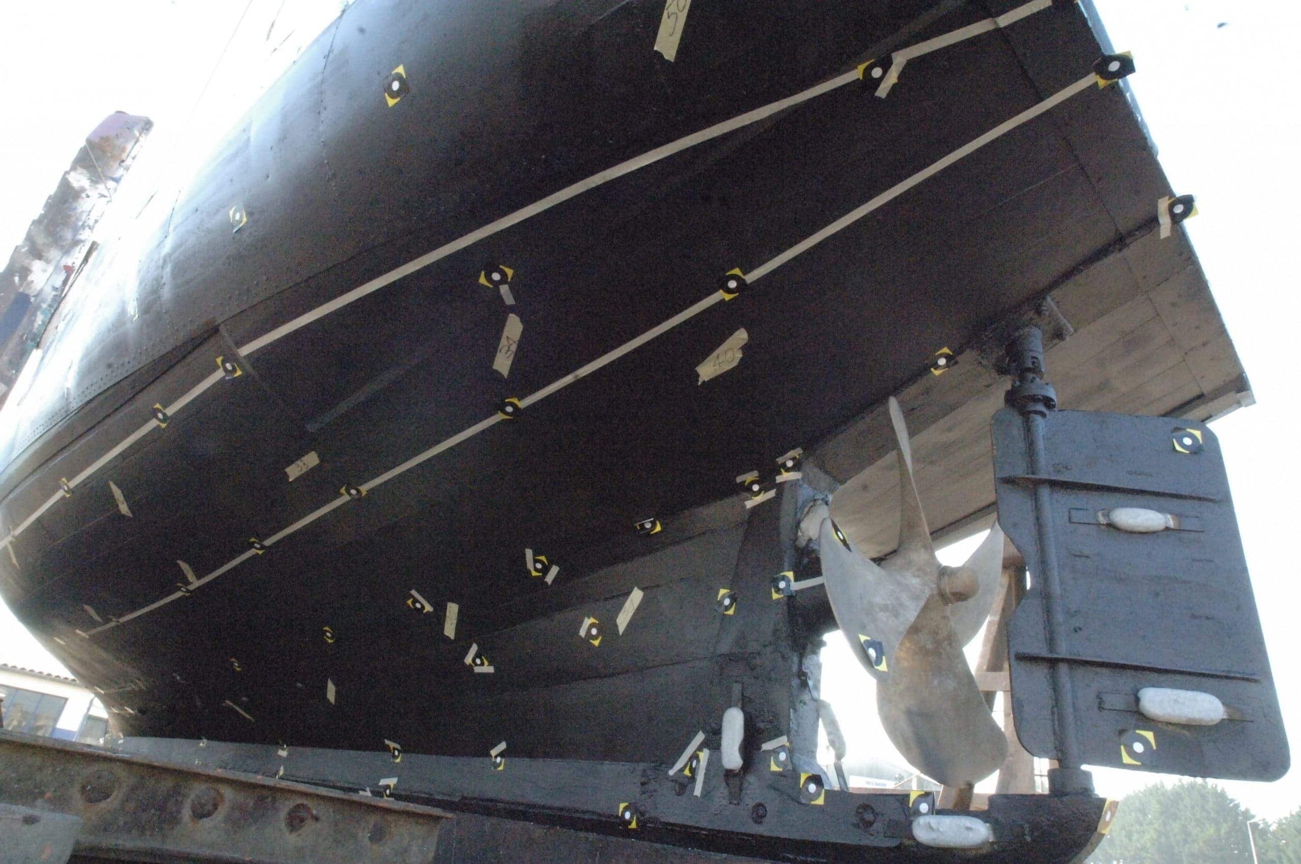 boat hull with targets
