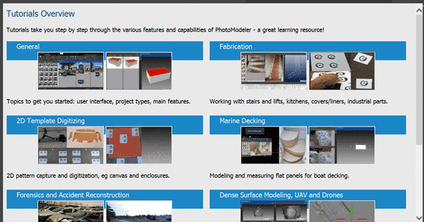 PhotoModeler 2021 Tutorial Pane