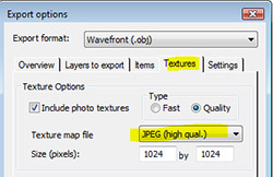 Export options for image type