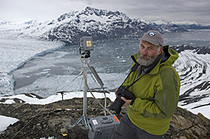 Dr. Tad Pfeffer using photogrammetry at the Columbia Glacier